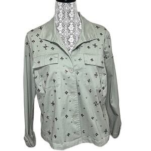 Chico’s Women’s Jacket Olive Green Beaded Embellished / Size 2 (Large / 12)